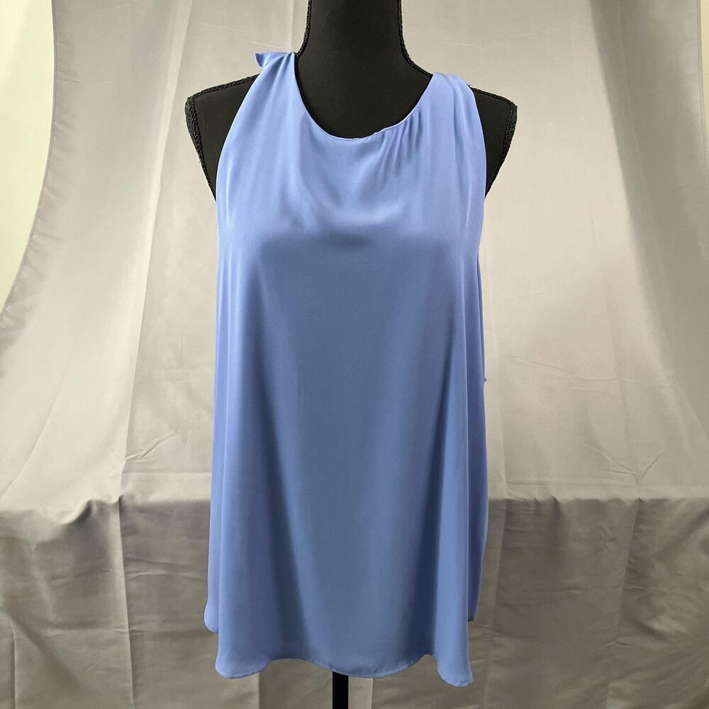 LOFT Tank Dress Womens Large Blue Ruffle‎ Back Sleeveless Shift Mini Party Flowy